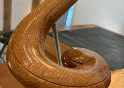 Bespoke handmade wooden stair scroll